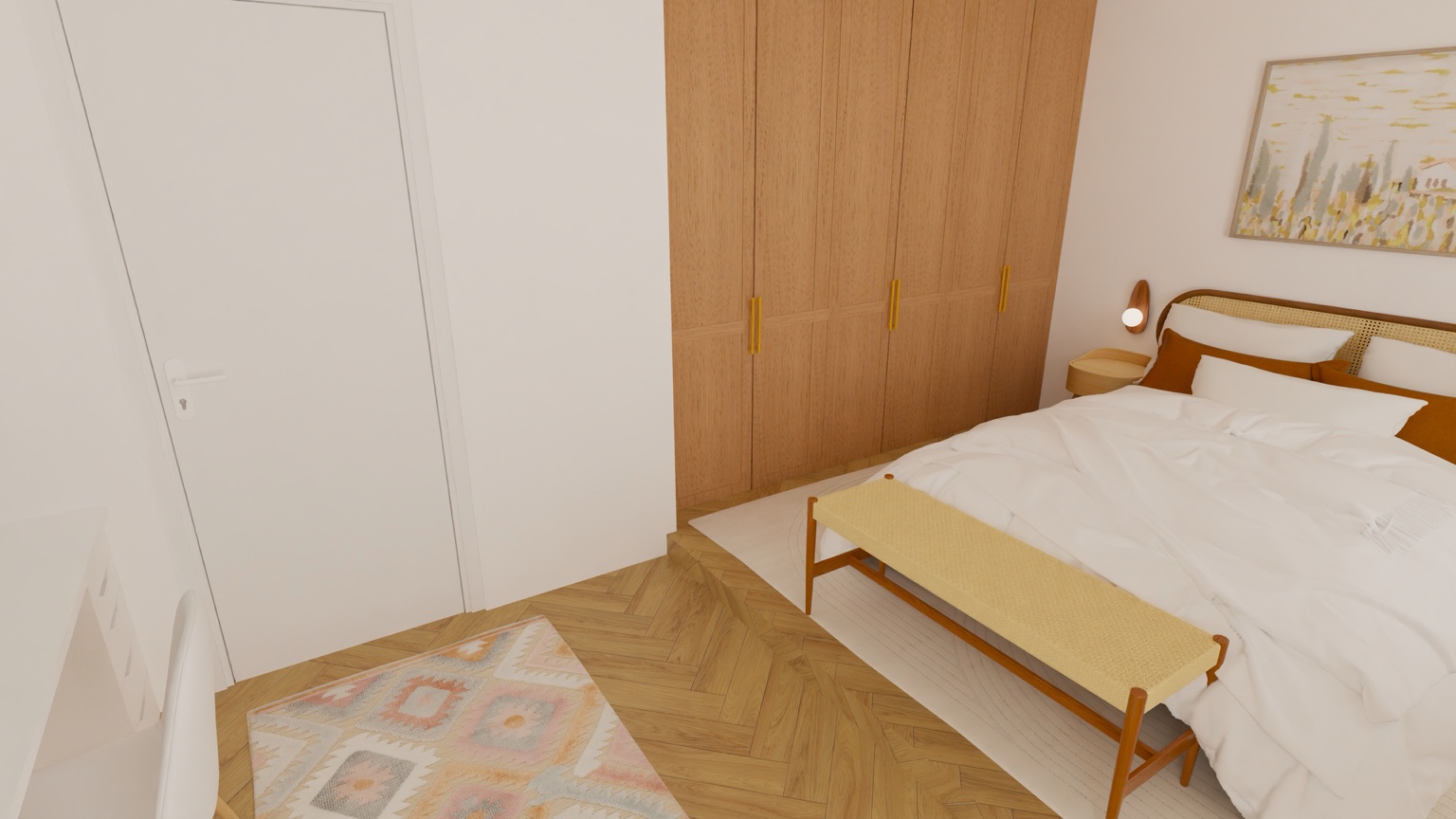 Chambre chaleureuse — Vue rangement